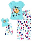Dollie & Me Girls 2-6x Sweet Heart Rose Jersey Lounge Wear Set, Blue/Multi, 6