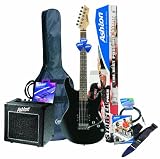 Ashton AG131BK Starter Electric Guitar Pack with Practice Amplifier and Built-In Tuner - Black
