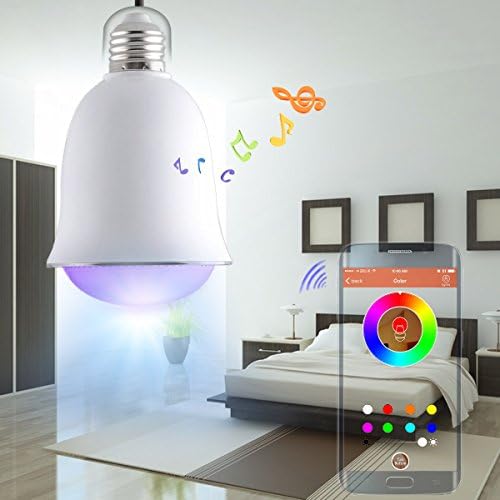 LightsCastle H-1002 iOS Android App Controlled RGB LED Lamp w/ Bluetooth V4.0 Music Speaker - Red (White)