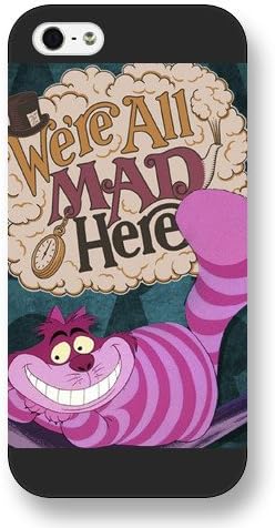 UniqueBox Customized Black Frosted Alice in Wonderland We're all mad here Cheshire Cat Smile Face iPhone 5 5s case