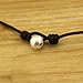 White Pearl Leather Necklace Choker with Single11 mm Pearls on Natural Black Leather