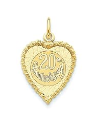 14K Yellow Gold 20th Anniversary Heart Charm Pendant