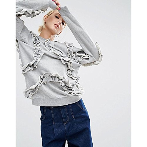 エイソス アウター パーカ＆スウェット ASOS Sweatshirt With All Over Frill Deta Greymarl [並行輸入品]