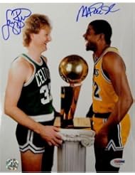 Collectibles: Magic Johnson Larry Bird Hand Signed Autograph 8x10 Photo Trophy U19679 - PSA/DNA Certified - Autographed NBA Photos - Sports Memorabilia