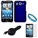 Blue Durable Protective Rubberized Crystal Hard Case Cover for AT&T Wireless New HTC Inspire 4G Android Smart Phone + Clear Screen Protector + Black Retractable Car Charger with IC Chip + SumacLife TM Wisdom Courage Wristband