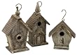 Set of 3 Rustic Wooden Decorative Weathered Birdhouses 11.5"