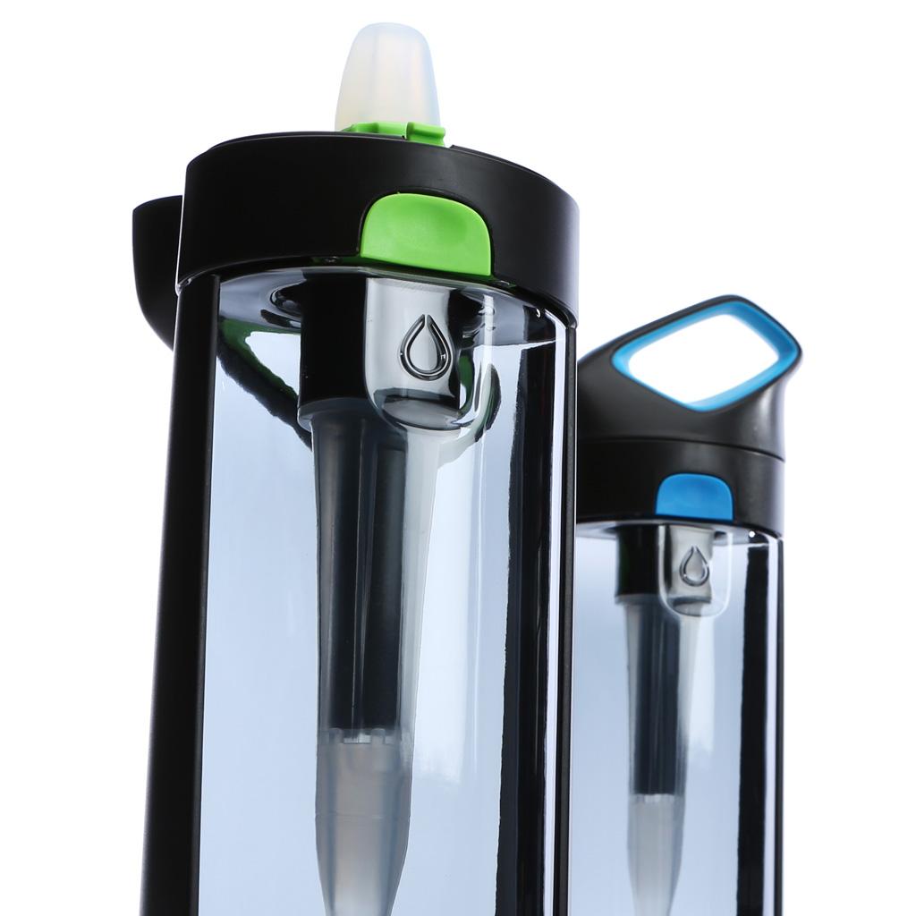 KOR Nava BPA Free 650ml Filter Water Bottle, Black/Blue