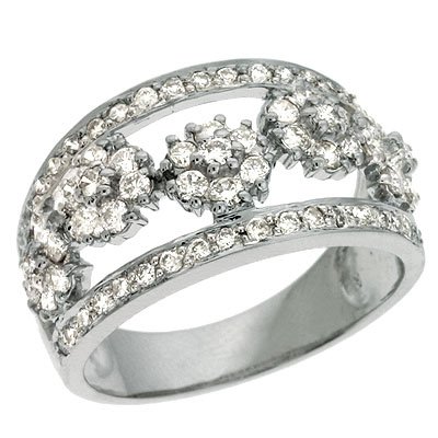 14K White Gold 0.99cttw Round Diamond Fashion Ring