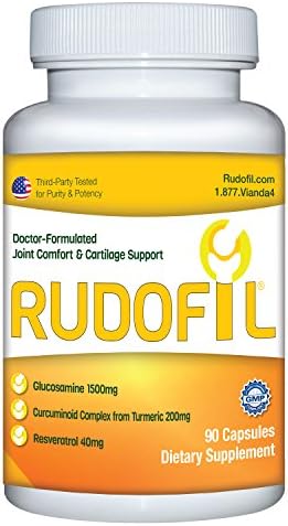 Rudofil Ultra Advanced Joint Relief Supplement - Doctor-Formulated with 1500mg Premium Glucosamine, Curcumin from Turmeric Rhizome, and Resveratrol - 1 Month Supply (90 Capsules)