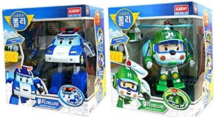 Robocar Poli Deluxe Transformer Toys Academy Robot Action Figures Korean Animation Kids Gift Set 2Pcs [Poli + Helli]