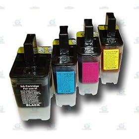 4 Chipped LC900 Compatible Ink Cartridges for the Brother DCP-115C Printer from 'The Ink Squid' - 1 x LC900Bk - Black; 1 x LC900C - Cyan (Blue); 1 x LC900M - Magenta (Red); 1 x LC900Y - Yellow. The Latest Chips, Fully Compatible and the Maximum ML Capacity of any Compatible Ink Cartridge.