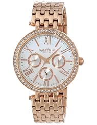 Caravelle New York Womens 44N101 Analog Rose Gold Dress Watch