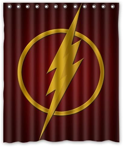 Custom Flash Pattern Marvel Super Hero Barry Allen Design Anime Polyester Waterproof Shower Curtain Personalized Bath Curtain Bathroom Accessories 70 x 74 Inch