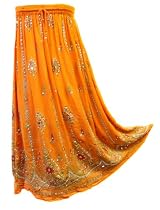 Discounted Skirt - Some Missing Sequence/Loose Thread (MAROON) Full Ankle Bohemian Skirt