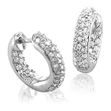 18k White Gold Diamond Hoop Huggies Earrings (H-I, SI-I, 0.50 carat)
