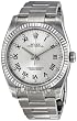 Rolex Oyster Perpetual Silver Diamond Dial 18kt White Gold Fluted Bezel Stainless Steel Mens Watch 116034sdo by Rolex