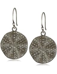 Zoe Chicco "Noir" Oxidized Sterling Silver Large Wavy Disc Diamond Earrings