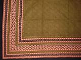 Calico Print Indian Bedspread-Coverlet-Green-Twin