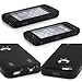 E-LV Deluxe Hard Soft High Impact Hybrid Armor Defender Case Combo for Apple iPhone 5C with 1 Screen Protector, 1 Black Stylus and 1 Microfiber Sticker Digital Cleaner (Black on Black)