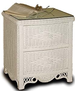 Amazon.com: Regency 2 Drawer White Wicker Nightstand ...