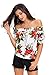 LOSRLY Womens Sexy Floral Print Off the Shoulder Crop Tops Shirts and Blouses White S 4 6