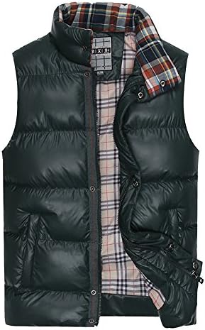 Only Faith Men's Casual Stand Collar Sleeveless Sport Waistcoat Large Dark Green