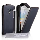 Yousave Accessories TM Samsung Galaxy Ace Plus S7500 Zubeh�r Paket Schwarz Leder Flip Schutzh�lle Mit Griffel Stift Displayschutz Folie Und Graues Micro Faser Poliertuchvon "Yousave"