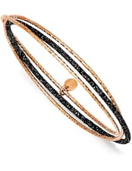 Sterling Silver Rhodium Plated Rose Gold Plated Glitter Enamel Bangle Brace, Best Quality Free Gift Box Satisfaction Guaranteed