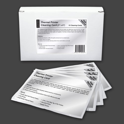 Waffletechnology 3 - 76.2mm Thermal Printer Cleaning Card w/ Wonder Solvent (15 cards)