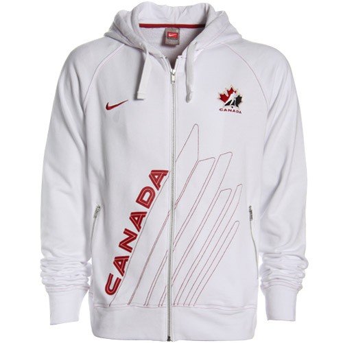 Nike 2010 Winter Olympics Canada White Half Leaf Full Zip Hoody Sweatshirt