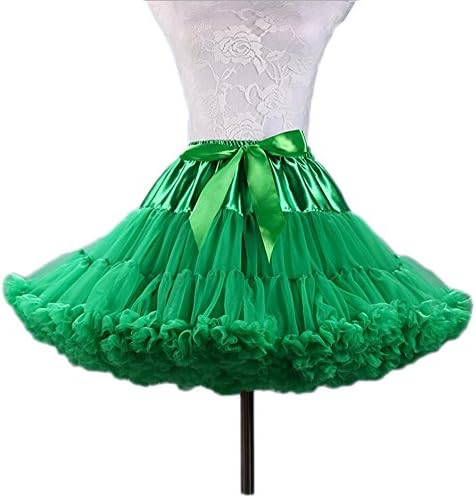 SoAyle Women's Ballet Skirt Solid Color Party Dance Tutu Pettiskirts (green)