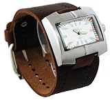 Nemesis #BHST060S Men's Square Premium Wide Leather Cuff Band Watch