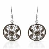 Sterling Silver 0.17 CTW Color Fancy Intense Green enhanced I1-I2 Diamond Ladies Earrings. Length 35.5 mm. Total Item weight 6.5 g.