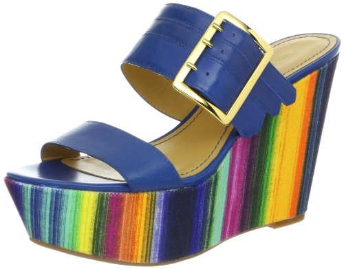 Nine West Women's Milo Wedge,Blue Leather,6 M US