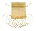 Bracelets - 12 Pc Asst. Bangle Set ~ Plain, Etched and Twisted in Gold Tone - 70mm + Gold Organza Gift Bag (FB109)