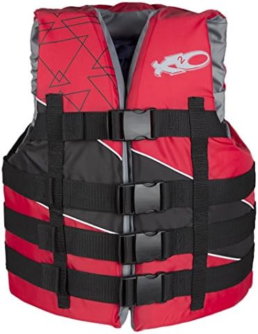 X20 Premier Adult 4-Buckle Dual Sized Life Jacket Ski Vest (Red, L/XL)