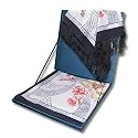 Wool shawl with fringe - blue border