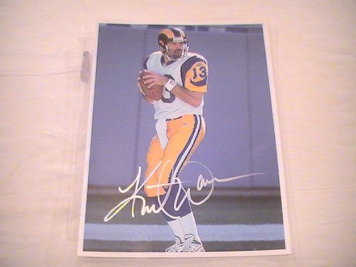 KURT WARNER SIGNED AUTOGRAPHED 8-10 PHOTO ST. LOUIS RAMS COA + HOLOGRAM