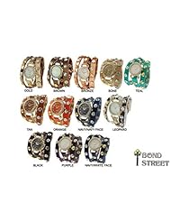 Wholesale Lot of 10 Leather Wrap Gold Face Geneva Platinum Watch 9540