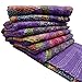 India Purple Kantha Quilt King Size Reversible Bedspread Handmade Cotton Floral Bedsheet Home Décor 106