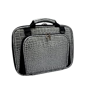 Asus S121 Notebook CaseCrown Double Memory Foam Netbook Case with Shoulder Strap and TSA Approved Combination Lock (Grey Faux Alligator Skin)