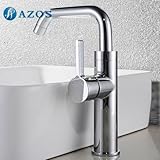 AZOS 洗面器の蛇口 黄銅製 銀色 単穴 台付 冷熱混合水栓 MPDKZ085