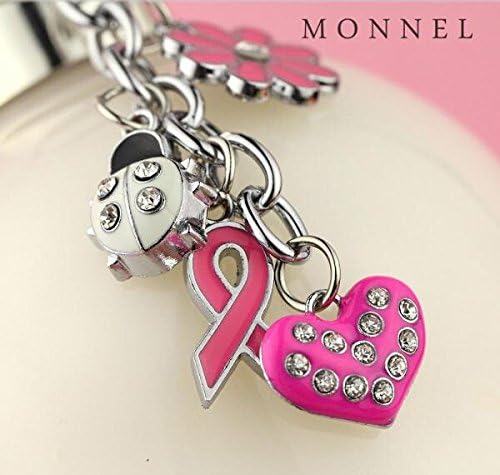 Z0F5 Cute Pink Style Ladybug Flower Ribbon Love Heart Keychain Car Keyring