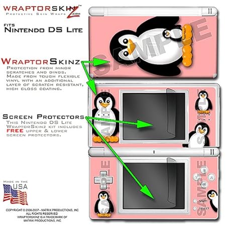 Nintendo DS Lite Penguins On Pink WraptorSkinz Skin Kit by TuneTattooz TM