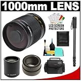 Rokinon 500mm f/8.0 Mirror Lens & 2x Teleconverter (= 1000mm) with Case + Monopod + Accessory Kit for Sony Alpha NEX-3, NEX-5, NEX-C3, NEX-5N, NEX-7 Digital SLR Cameras
