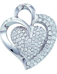 14KT White Gold 1.0 CTW Diamond HEART Pendant