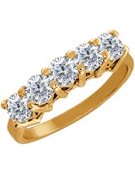 1.25 Ct Round G - H Diamond Yellow Gold Plated Sterling Silver