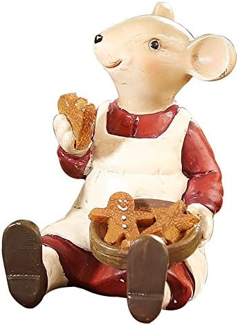 Oakmanor Resin Fairy Figurines Cartoon Resin Cabochon Mouse Family Home Decorations Handmade Embellishments (Beige)