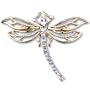 Golden Tone Crystal Dragonflyes Brooch Pin