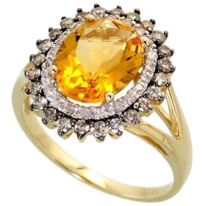 14k Gold Ring, w  0.53 Carat White and Chocolate Brilliant Cut Diamonds and... by Gabriella Gold